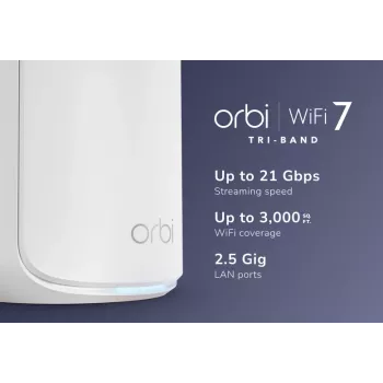 NETGEAR Orbi 870 Tri-band (2.4 GHz / 5 GHz / 6 GHz) Wi-Fi 7 (802.11be) White 4 Internal