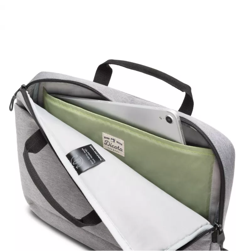 DICOTA Slim Eco Motion - 14-15.6in Notebook Case - Light Grey / 600d Rpe Polyester