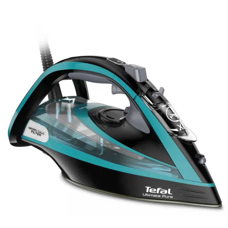 Tefal Ultimate Pure FV9844 Dry & Steam iron Durilium Autoclean soleplate 3200 W Black, Blue