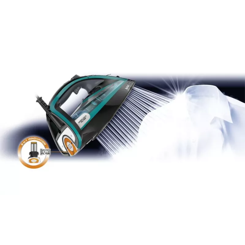 Tefal Ultimate Pure FV9844 Dry & Steam iron Durilium Autoclean soleplate 3200 W Black, Blue