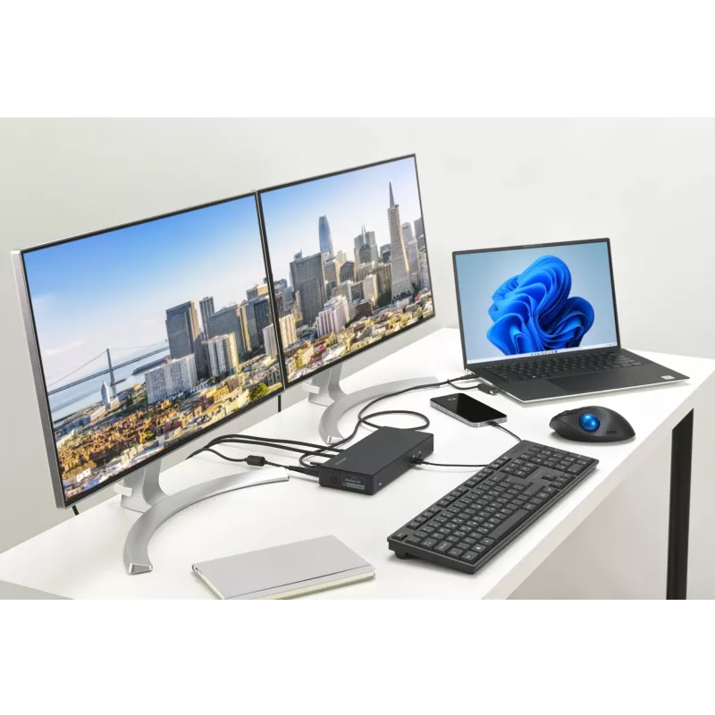 Kensington SD4781P EQ USB-C & USB-A Dual 4K Docking Station, Wired, USB 3.2 Gen 2 (3.1 Gen 2) Type-C, 100 W, 3.5 mm, 10,100,1000 Mbit/s, Black