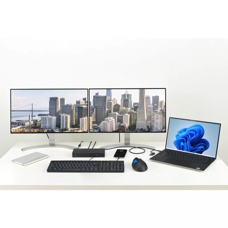 Kensington SD4781P EQ USB-C & USB-A Dual 4K Docking Station, Wired, USB 3.2 Gen 2 (3.1 Gen 2) Type-C, 100 W, 3.5 mm, 10,100,1000 Mbit/s, Black