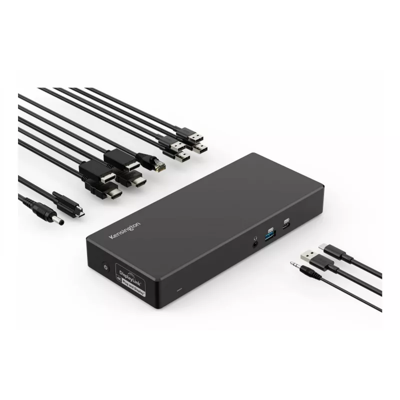 Kensington SD4781P EQ USB-C & USB-A Dual 4K Docking Station, Wired, USB 3.2 Gen 2 (3.1 Gen 2) Type-C, 100 W, 3.5 mm, 10,100,1000 Mbit/s, Black