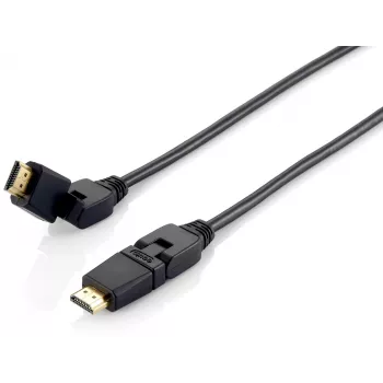 Equip Swivel HDMI 2.0 Cable, 3m, Swivel plug, 3 m, HDMI Type A (Standard), HDMI Type A (Standard), 3D, Audio Return Channel (ARC), Black