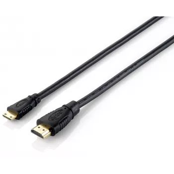 Equip HDMI to Mini HDMI Cable, 2m, 2 m, HDMI Type A (Standard), HDMI Type C (Mini), 3D, 10.2 Gbit/s, Black