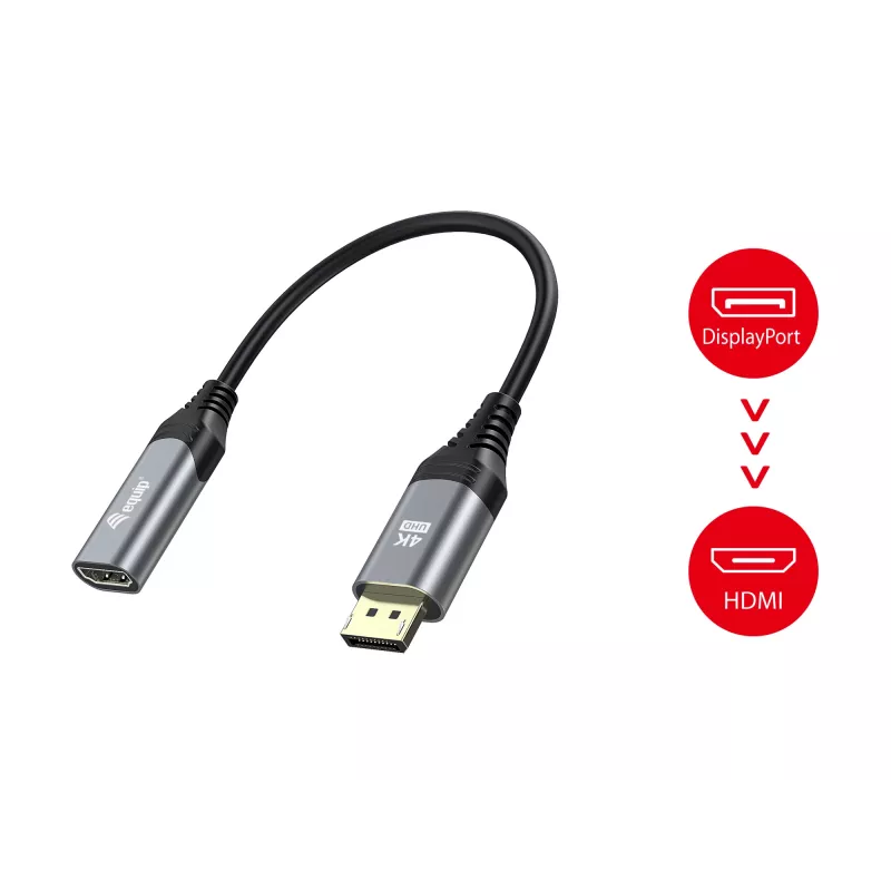 Equip DisplayPort 1.2 to HDMI Adapter, 4K/60Hz, 0.15 m, DisplayPort, HDMI, Male, Female, Straight