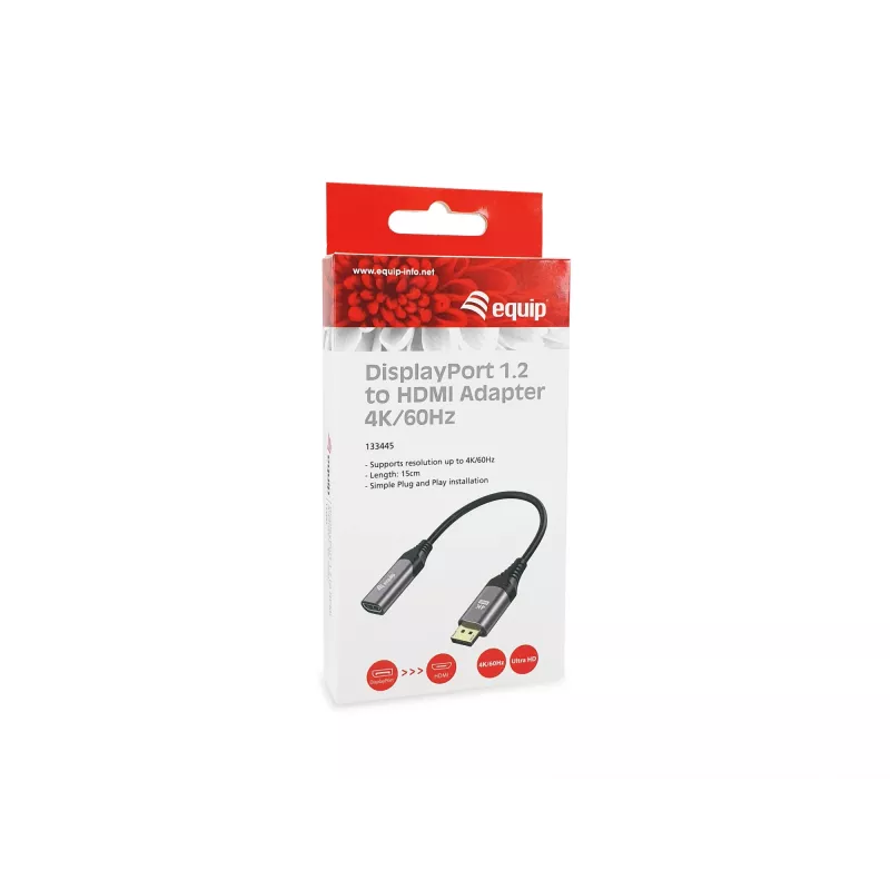 Equip DisplayPort 1.2 to HDMI Adapter, 4K/60Hz, 0.15 m, DisplayPort, HDMI, Male, Female, Straight