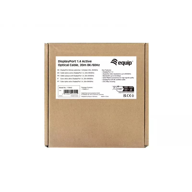 Equip DisplayPort 1.4 Active Optical Cable, 20m, 8K/60Hz
