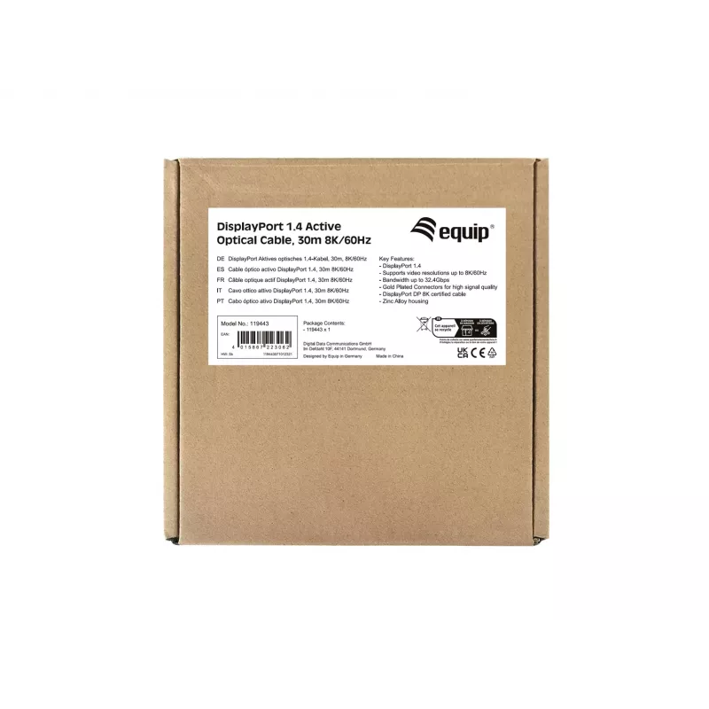 Equip DisplayPort 1.4 Active Optical Cable, 30m, 8K/60Hz