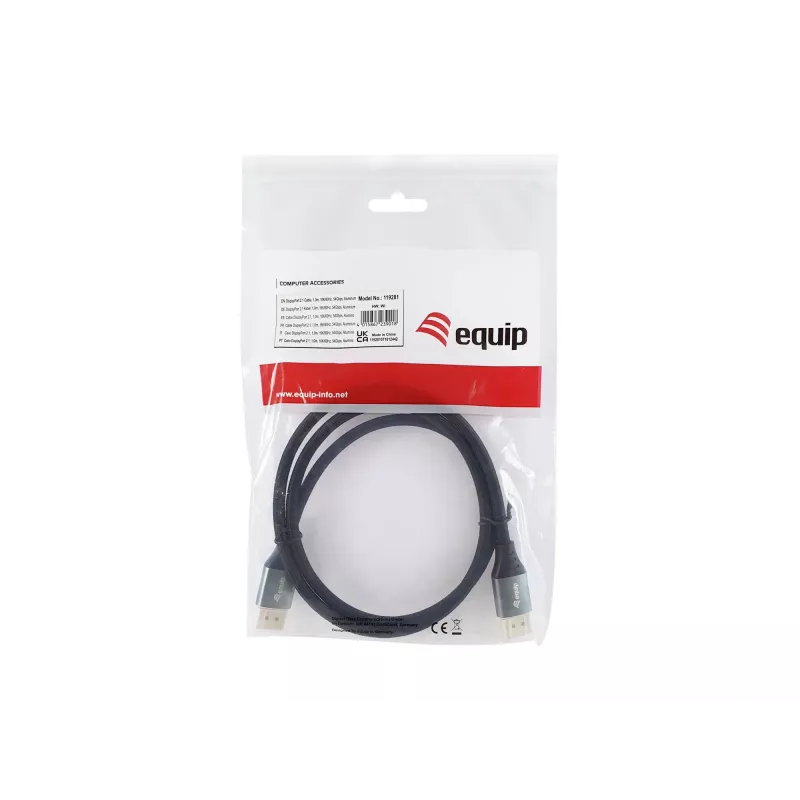 Equip DisplayPort 2.1 Premium Cable, 1.0m, 16K/60Hz, 54Gbps