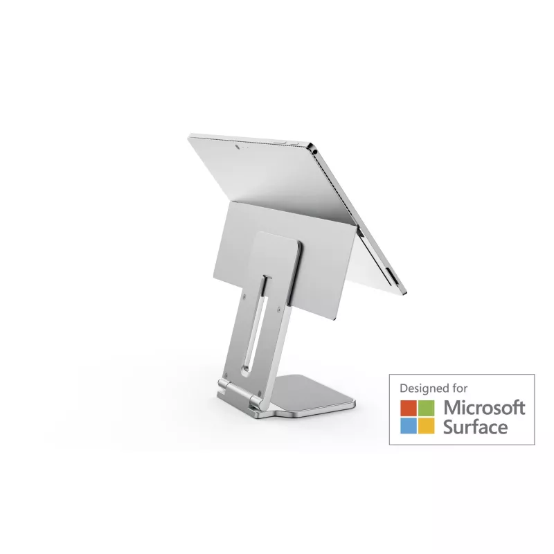 Kensington Elevated Stand for Surface, Platinum, Aluminium, Rubber, Thermoplastic polyurethane (TPU), Zinc, 126.4 mm, 139.3 mm, 193 mm, 612 g