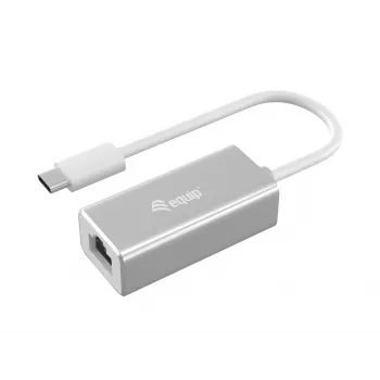 Equip USB Type C to RJ45 Gigabit Network Adapter, Wired, USB Type-C, Ethernet, 1000 Mbit/s, Silver