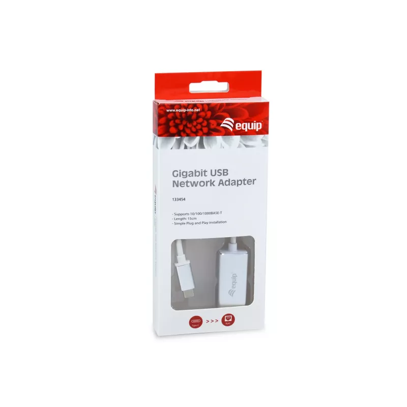 Equip USB Type C to RJ45 Gigabit Network Adapter, Wired, USB Type-C, Ethernet, 1000 Mbit/s, Silver