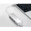 Equip USB-C to 3-port USB 3.0 Hubs with Gigabit adapter, USB 3.2 Gen 1 (3.1 Gen 1) Type-C, Silver, USB 3.2 Gen 1 (3.1 Gen 1) Type-A, WLAN, Aluminium, 22 mm, 15 mm