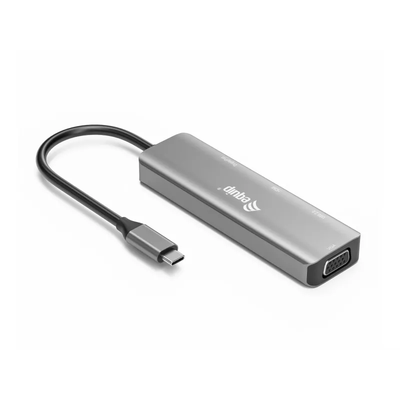 Equip USB-C to HDMI/DisplayPort/VGA /USB Adapter, USB Type-C, HDMI output, DisplayPort output, VGA (D-Sub) output, 3840 x 2160 pixels