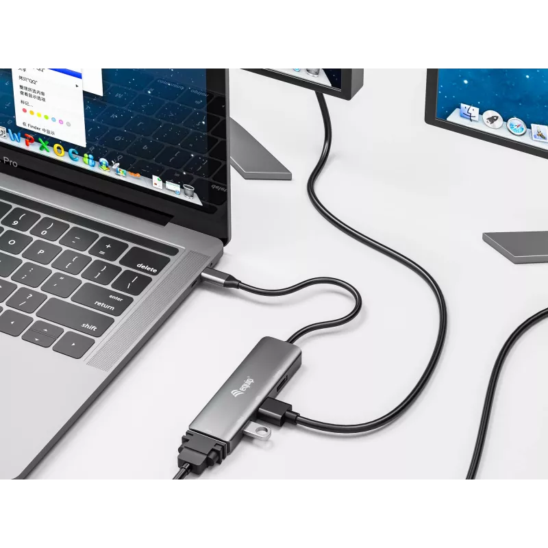 Equip USB-C to HDMI/DisplayPort/VGA /USB Adapter, USB Type-C, HDMI output, DisplayPort output, VGA (D-Sub) output, 3840 x 2160 pixels