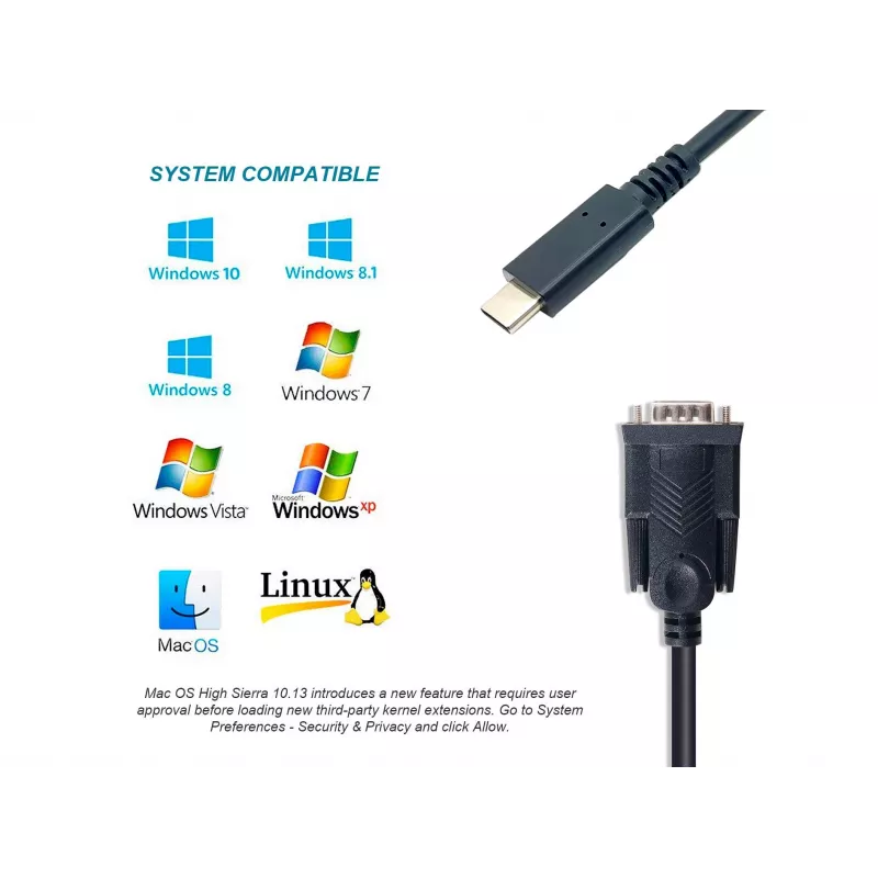 Equip USB-C to Serial DB9 Cable M/M 1.5m Black