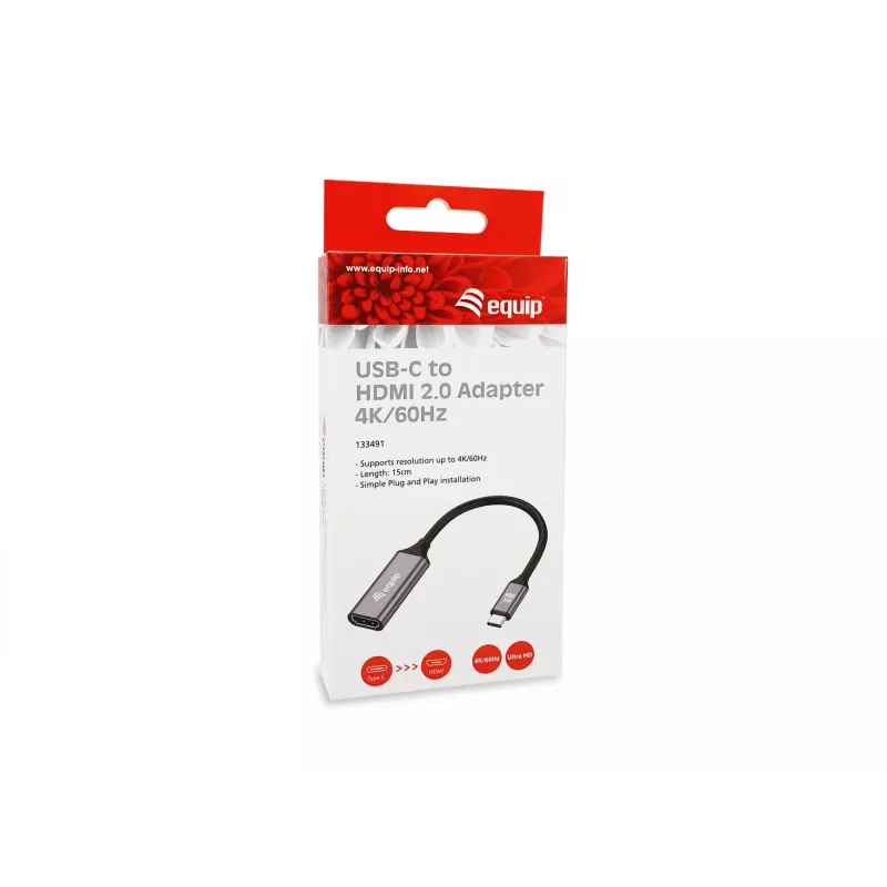 Equip USB-C to HDMI 2.0 Adapter, 4K/60Hz, 0.15 m, USB Type-C, HDMI, Male, Female, Straight