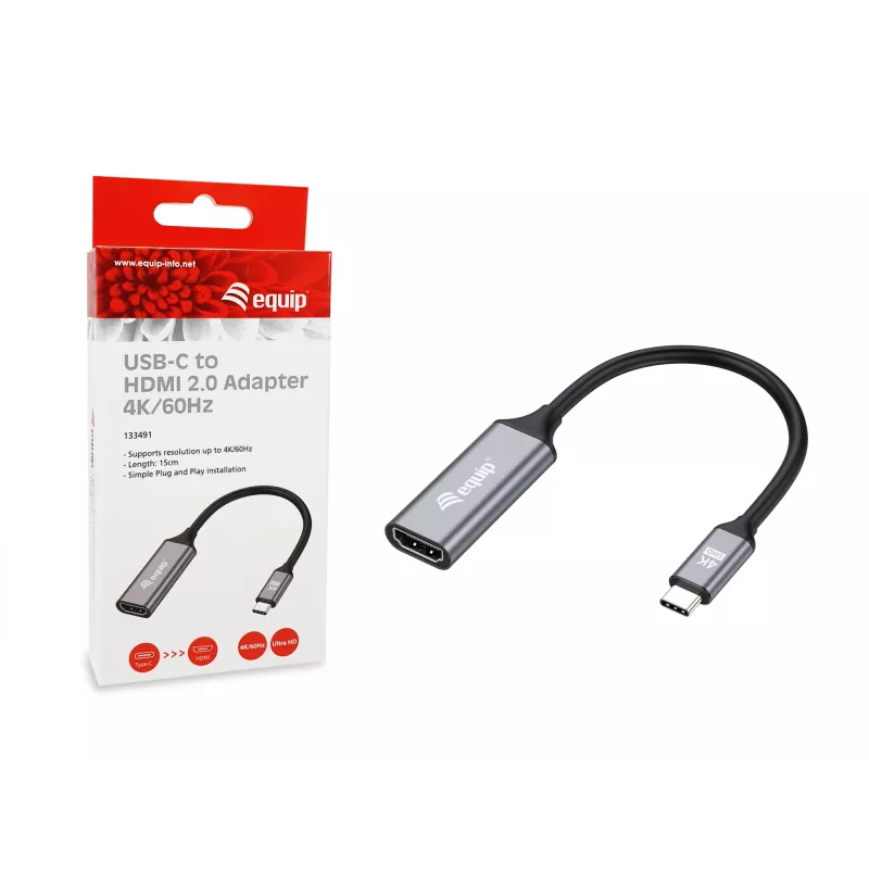 Equip USB-C to HDMI 2.0 Adapter, 4K/60Hz, 0.15 m, USB Type-C, HDMI, Male, Female, Straight