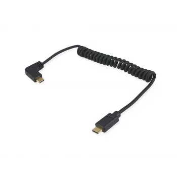 Equip USB 2.0 C to C 90° Angled Coiled Cable M/M 1 m Black