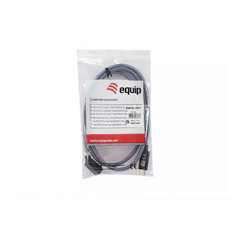 Equip USB 3.2 Gen 2x2 C to C U plug Cable, 1.0m, Black, M/M, PD240W, 4K/60Hz, 20Gbps