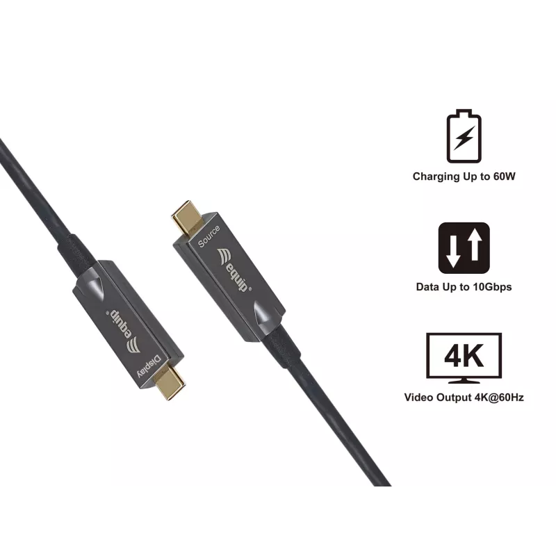 Equip USB-C to C Active Optical Cable, M/M, 15m, PD 60W, 4K/60Hz, 10Gbps, Video+Data+PD