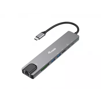 Equip USB-C 8 in 1 Multifunctional Adapter, Wired, USB Type-C, 100 W, 1000 Mbit/s, 1000BASE-T, IEEE 802.3ab