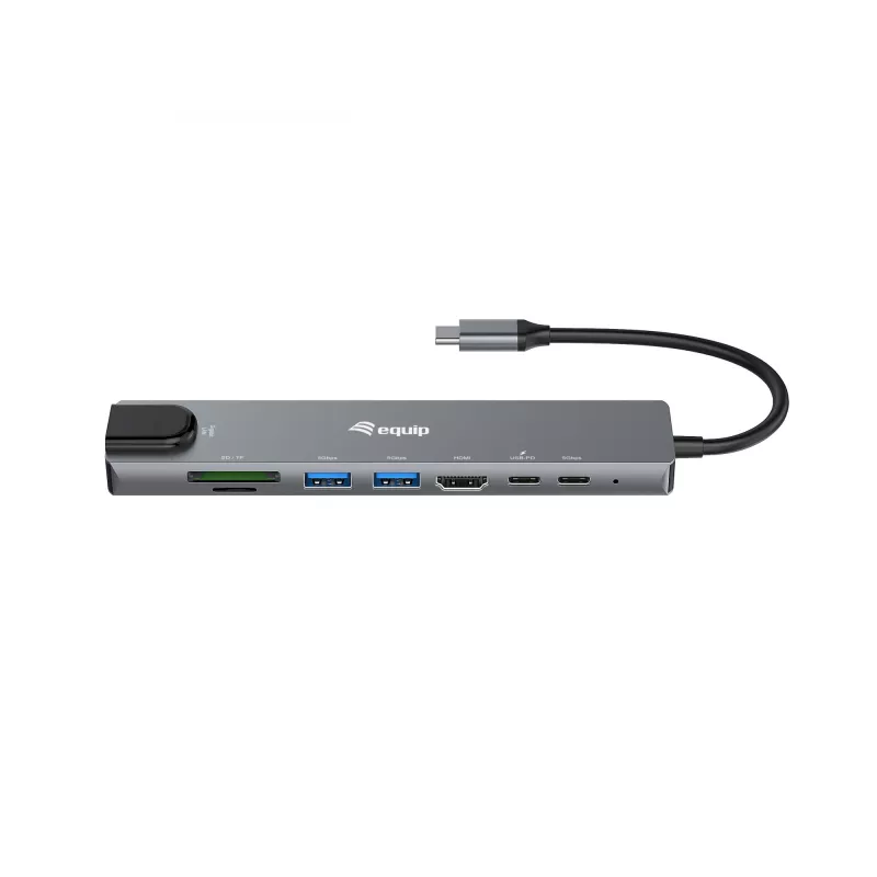 Equip USB-C 8 in 1 Multifunctional Adapter, Wired, USB Type-C, 100 W, 1000 Mbit/s, 1000BASE-T, IEEE 802.3ab