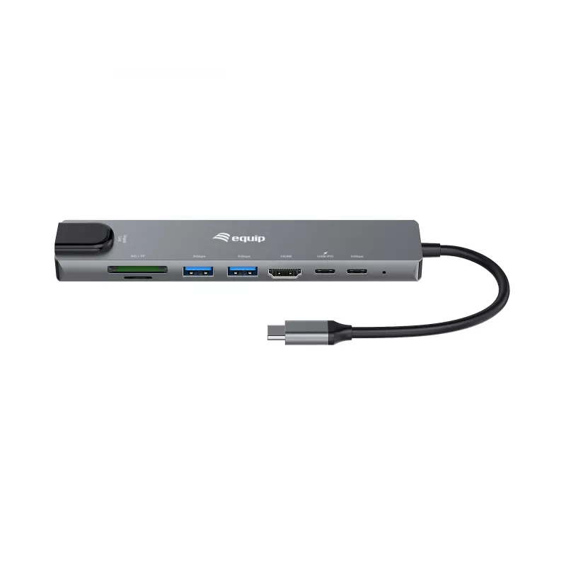 Equip USB-C 8 in 1 Multifunctional Adapter, Wired, USB Type-C, 100 W, 1000 Mbit/s, 1000BASE-T, IEEE 802.3ab