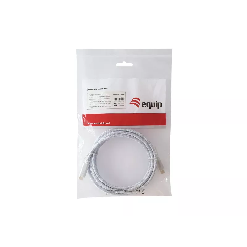 USB-C to USB-C cable EQUIP 3.0 m — USB 3.2 Gen 2, 10 Gbps, PD 100W, 4K/60Hz, white