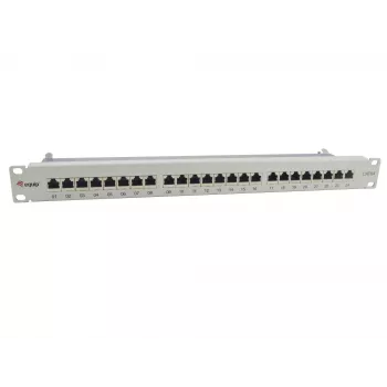 Equip 24-Port Cat.6A Shielded Patch Panel, Light Grey, 10/100/1000Base-T(X), Gigabit Ethernet, 1000 Mbit/s, RJ-45, Cat6a, Rack mounting