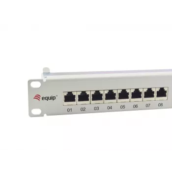 Equip 24-Port Cat.6A Shielded Patch Panel, Light Grey, 10/100/1000Base-T(X), Gigabit Ethernet, 1000 Mbit/s, RJ-45, Cat6a, Rack mounting