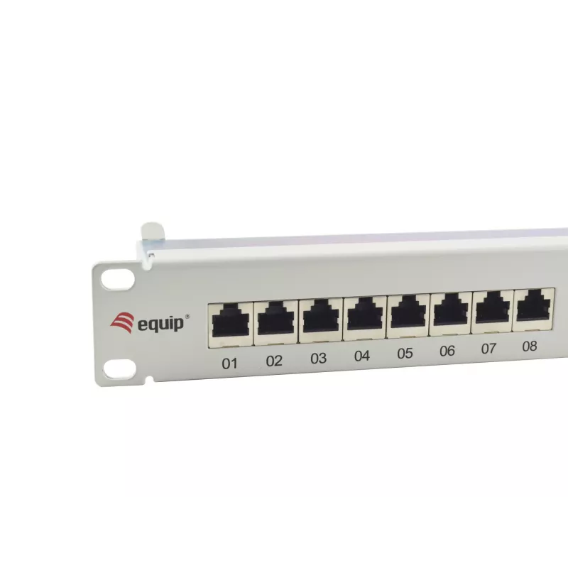 Equip 24-Port Cat.6A Shielded Patch Panel, Light Grey, 10/100/1000Base-T(X), Gigabit Ethernet, 1000 Mbit/s, RJ-45, Cat6a, Rack mounting