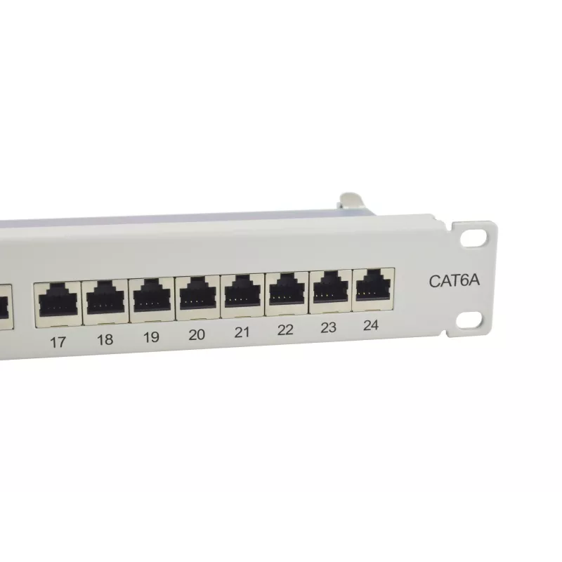 Equip 24-Port Cat.6A Shielded Patch Panel, Light Grey, 10/100/1000Base-T(X), Gigabit Ethernet, 1000 Mbit/s, RJ-45, Cat6a, Rack mounting