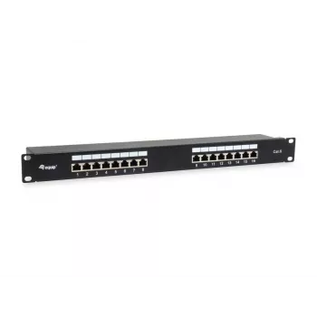 Equip 16-Port Cat.6 Shielded Patch Panel, Black, 10/100/1000Base-T(X), Gigabit Ethernet, 1000 Mbit/s, RJ-45, Cat6, Rack mounting