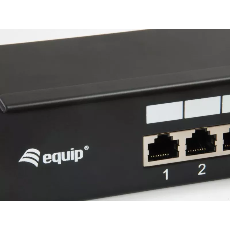 Equip 16-Port Cat.6 Shielded Patch Panel, Black, 10/100/1000Base-T(X), Gigabit Ethernet, 1000 Mbit/s, RJ-45, Cat6, Rack mounting