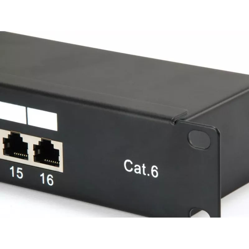Equip 16-Port Cat.6 Shielded Patch Panel, Black, 10/100/1000Base-T(X), Gigabit Ethernet, 1000 Mbit/s, RJ-45, Cat6, Rack mounting