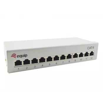 Equip 12-Port Cat.6 Desktop Patch Panel, Light Grey, 10/100/1000Base-T(X), Gigabit Ethernet, 1000 Mbit/s, RJ-45, Cat6, 1U
