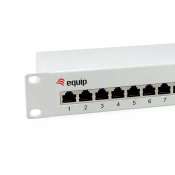 Equip 12-Port Cat.6 Shielded Patch Panel, Light Grey, Gigabit Ethernet, 1000 Mbit/s, RJ-45, Cat6, Cat6e, 1U, Grey