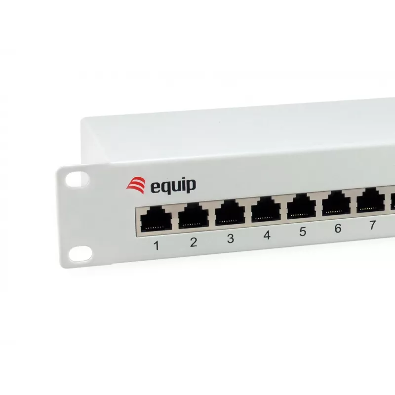 Equip 12-Port Cat.6 Shielded Patch Panel, Light Grey, Gigabit Ethernet, 1000 Mbit/s, RJ-45, Cat6, Cat6e, 1U, Grey