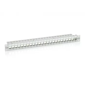 Equip 24-Port Keystone Cat.6 Shielded Patch Panel, Light Grey