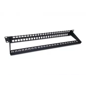 Equip 48-Port Keystone Cat.6 Unshielded Patch Panel, Black, RJ-45, Cat6, 1U, Black, Steel, REACH, RoHS