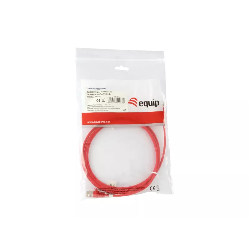 Network Cable Equip Cat.6A F/FTP Slim Patch Cable RJ-45 2m Red