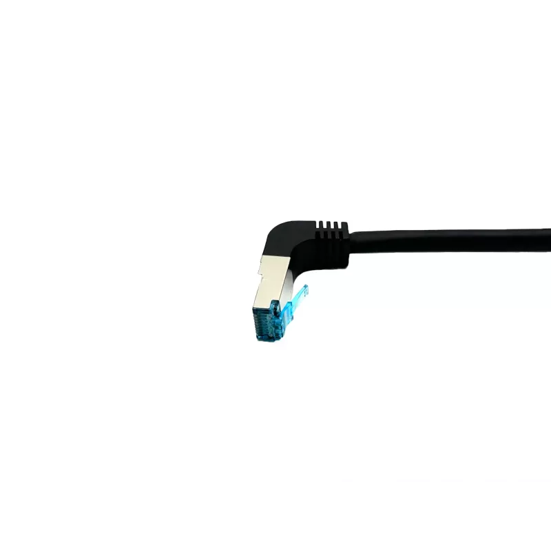 Equip Cat.6A S/FTP Patch Cable, Angled to Straight plug, 1.0m, Black