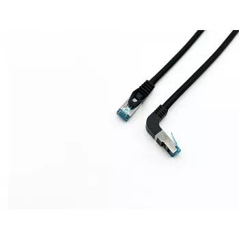 Equip Cat.6A S/FTP Patch Cable, Angled to Straight plug, 5.0m, Black