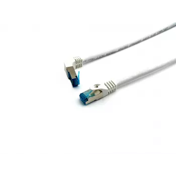 Network Cable Equip Cat.6A S/FTP Patch Cable Angled to Straight RJ-45 0.5m White