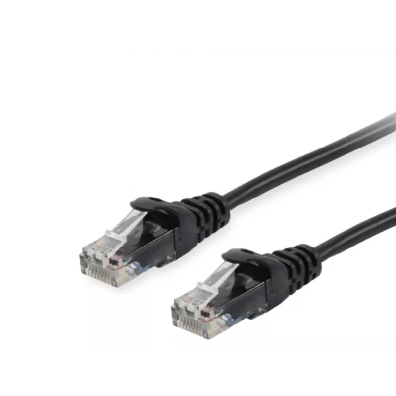 Equip Cat.6A U/UTP Patch Cable, 0.15m, Black, 0.15 m, Cat6a, U/UTP (UTP), RJ-45, RJ-45, Black