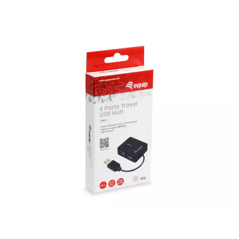 Equip 128952 interface hub USB 2.0 480 Mbit/s Black