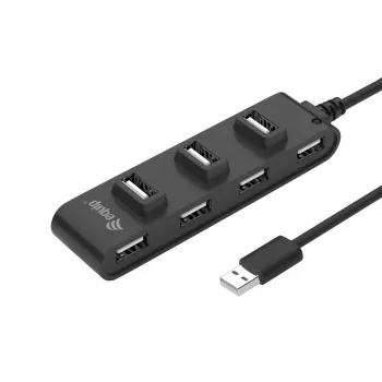 Equip 7-Port USB 2.0 Hub, USB 2.0, USB 2.0, 480 Mbit/s, Black, China, CE, RoHS