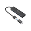 4-Port USB 3.2 Gen 1 Hub Equip with USB-C Adapter Black 5000 Mbit/s